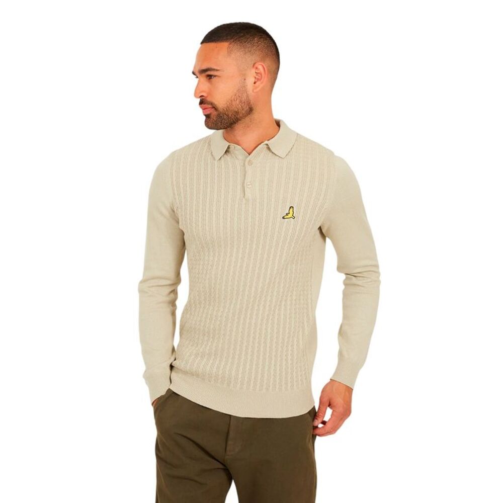 Brave Soul Mens Dillinger Knitted Long-Sleeved Sweater / Barley
